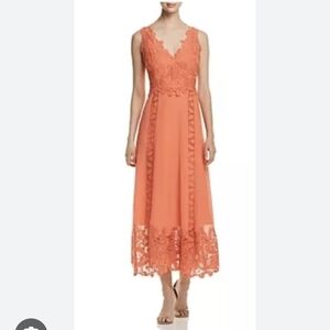 Kobi Halperin NWT Audra Maxi Dress Size 8 Dox Flamingo Lace Cotton Silk Designer
